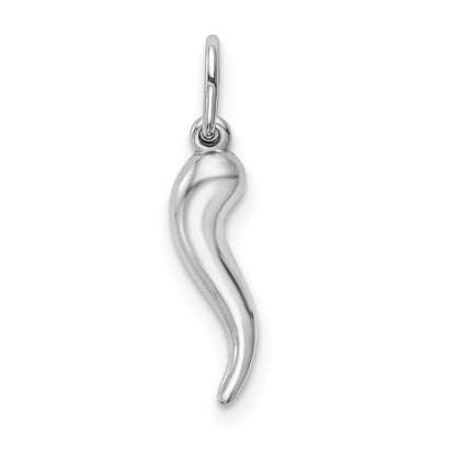 14K White Gold Hollow Italian Horn Pendant
