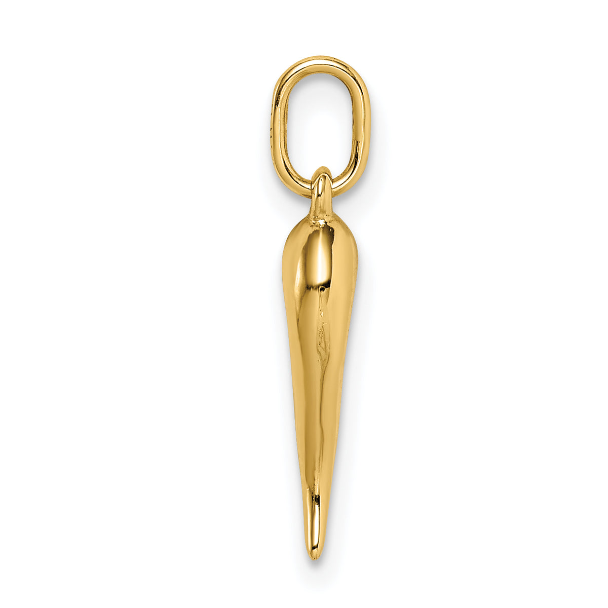 14K Yellow Gold Hollow Italian Horn Pendant
