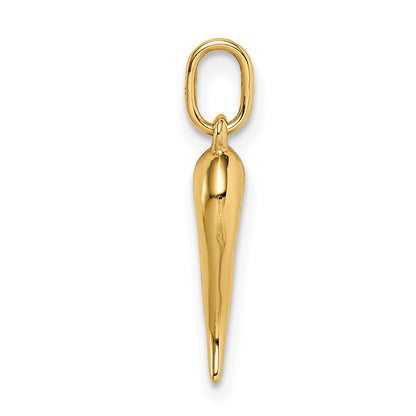 14K Yellow Gold Hollow Italian Horn Pendant