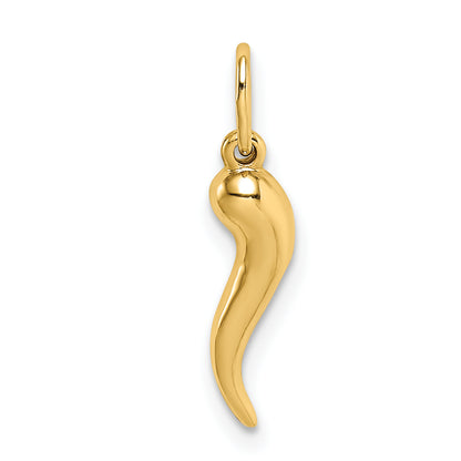 14K Yellow Gold Hollow Italian Horn Pendant