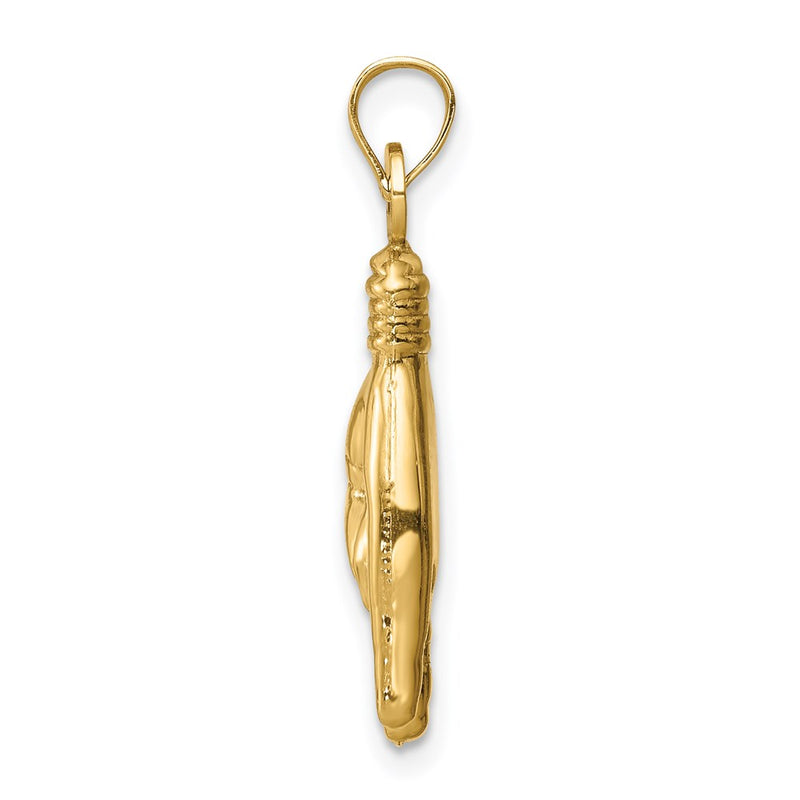 14K Yellow Gold 3D Hollow Rock On Sign Charm