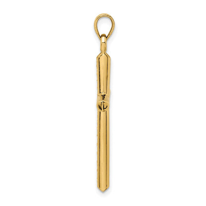 14K Yellow Gold Hollow Diamond-Cut Cross Pendant