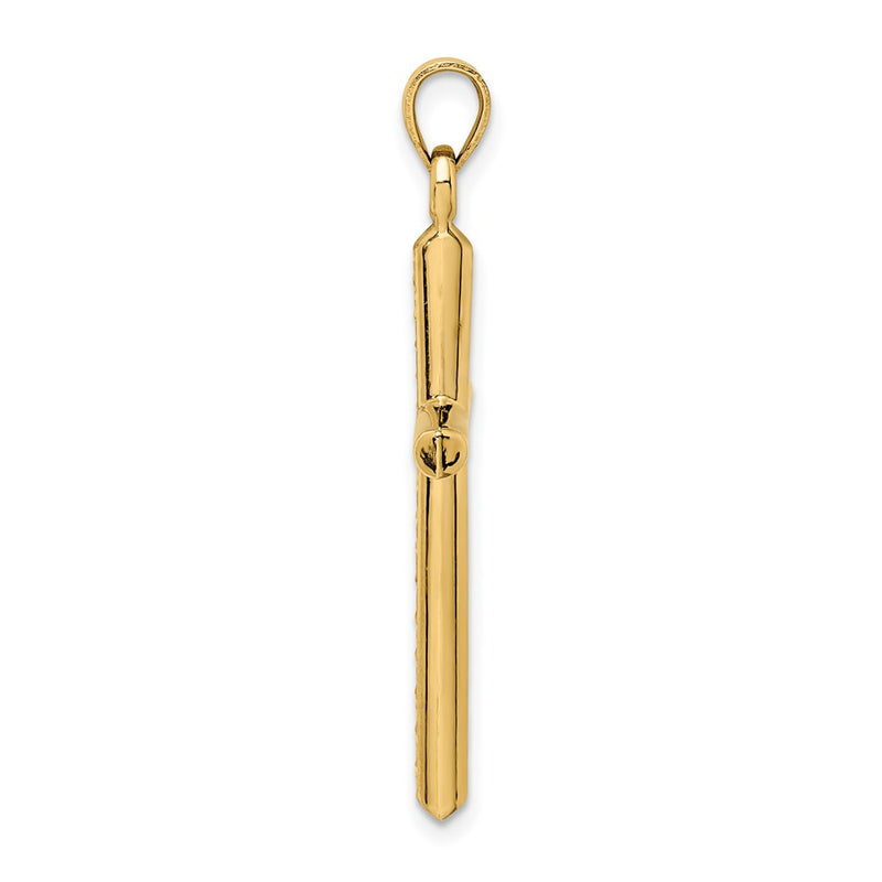 14K Yellow Gold Hollow Diamond-Cut Cross Pendant