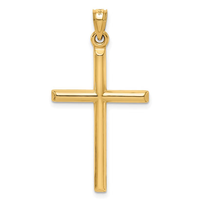 14K Yellow Gold Hollow Diamond-Cut Cross Pendant