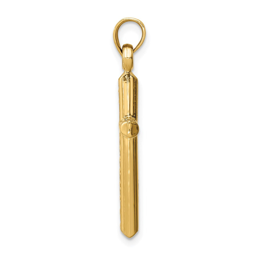 14K Yellow Gold Hollow Diamond-Cut Cross Pendant