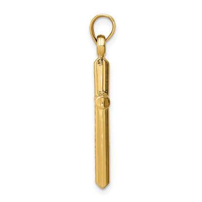 14K Yellow Gold Hollow Diamond-Cut Cross Pendant