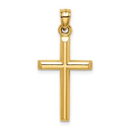 14K Yellow Gold Hollow Diamond-Cut Cross Pendant