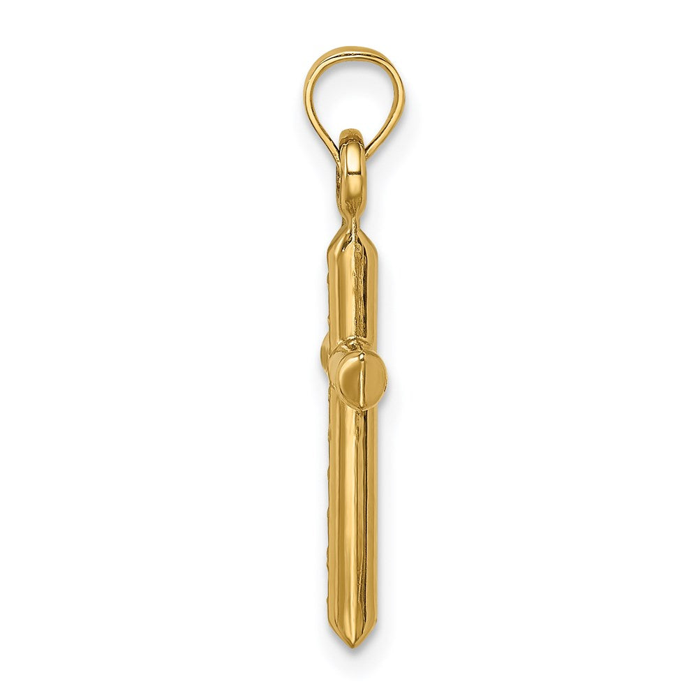 14K Yellow Gold Hollow Diamond-Cut Cross Pendant