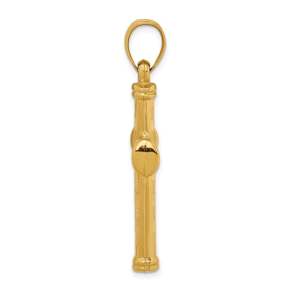 14K Yellow Gold Hollow Diamond-Cut Cross Pendant