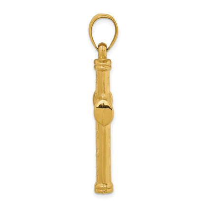 14K Yellow Gold Hollow Diamond-Cut Cross Pendant