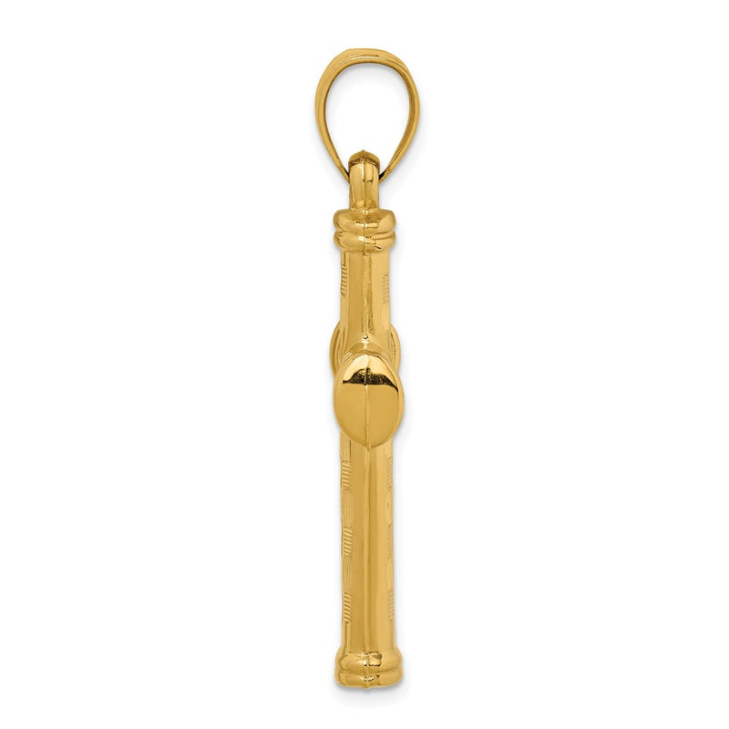 14K Yellow Gold Hollow Diamond-Cut Cross Pendant