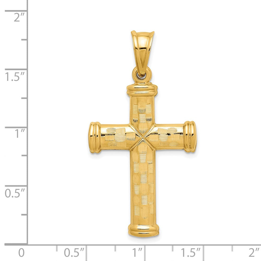 14K Yellow Gold Hollow Diamond-Cut Cross Pendant