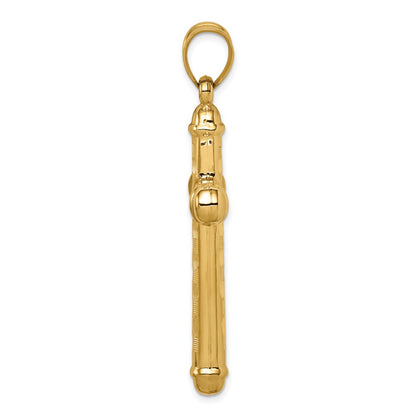 14K Yellow Gold Hollow Diamond-Cut Cross Pendant
