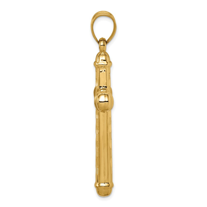 14K Yellow Gold Hollow Diamond-Cut Cross Pendant