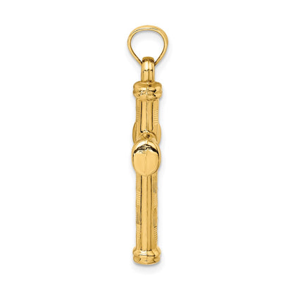 14K Yellow Gold Hollow Diamond-Cut Cross Pendant