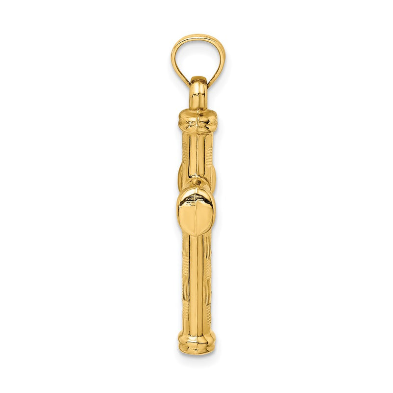 14K Yellow Gold Hollow Diamond-Cut Cross Pendant