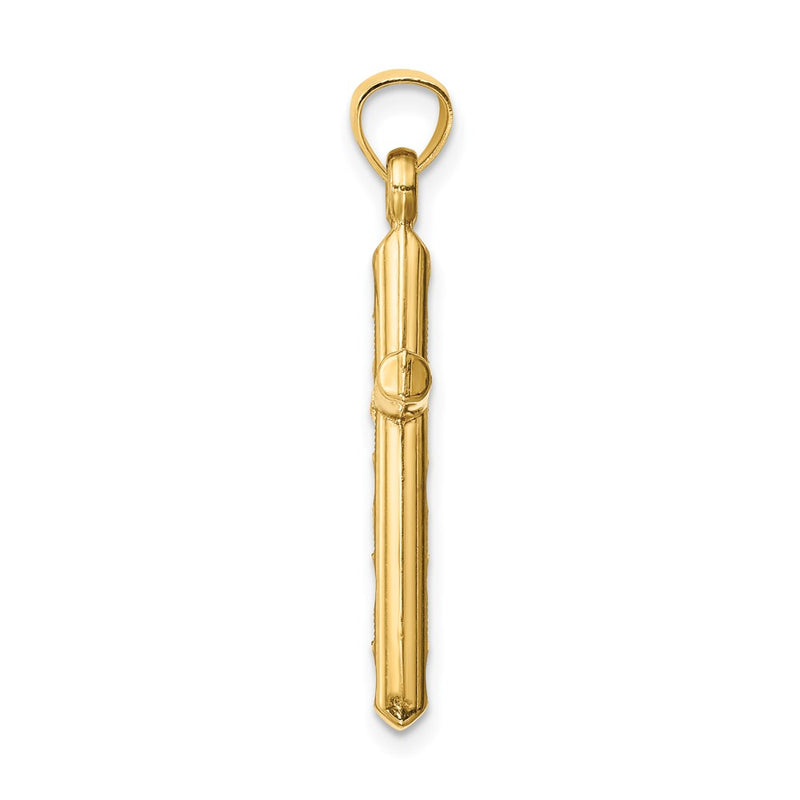 14K Yellow Gold Hollow Diamond-Cut Cross Pendant