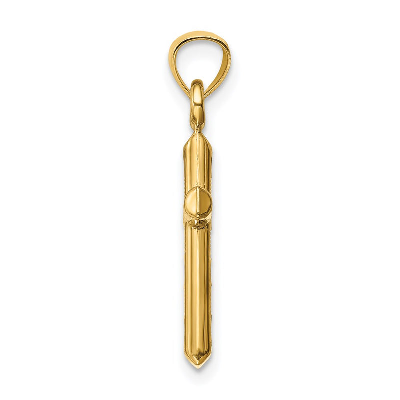 14K Yellow Gold Hollow Diamond-Cut Cross Pendant