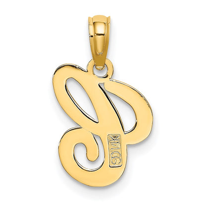 14K Yellow Gold 14Ky Script Letter C Initial Pendant