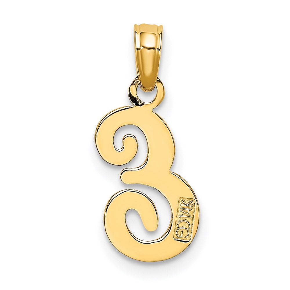 14K Yellow Gold 14Ky Script Letter E Initial Pendant