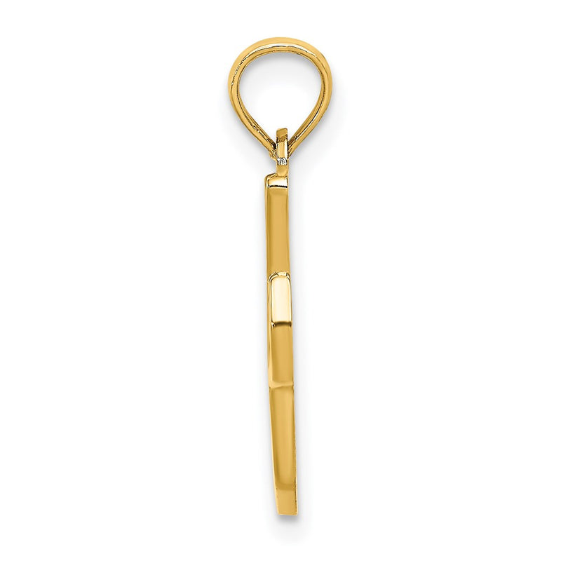 14K Yellow Gold 14Ky Script Letter I Initial Pendant