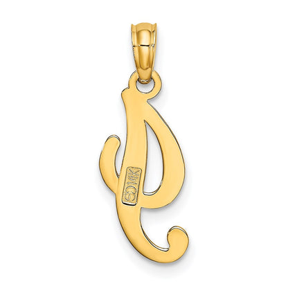 14K Yellow Gold 14Ky Script Letter I Initial Pendant