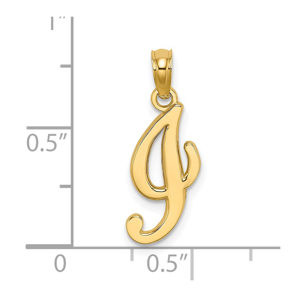 14K Yellow Gold 14Ky Script Letter I Initial Pendant
