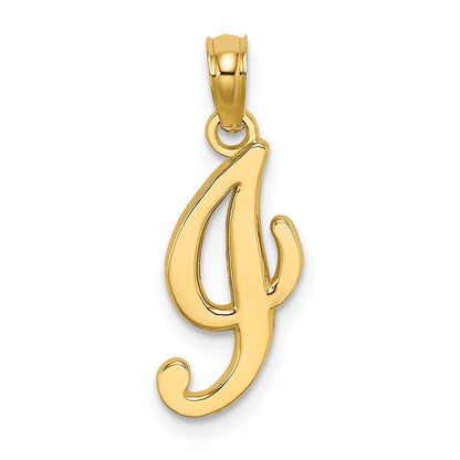 14K Yellow Gold 14Ky Script Letter I Initial Pendant