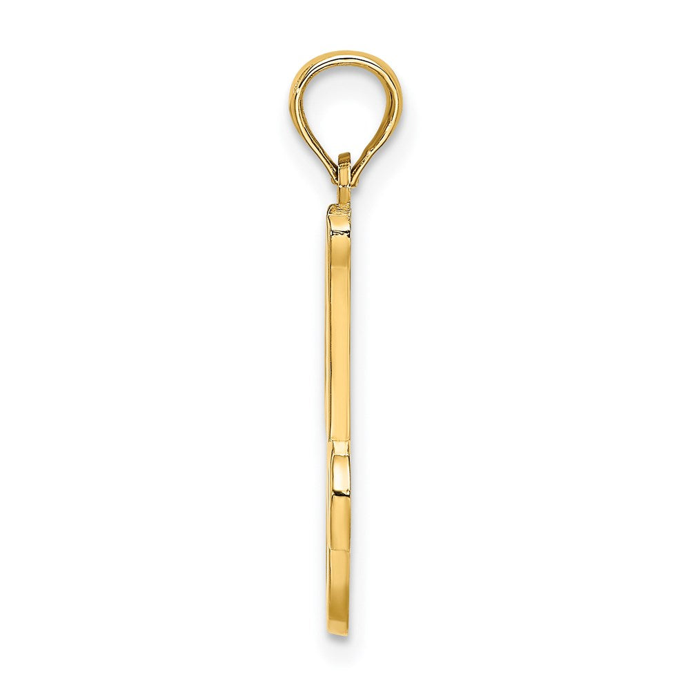 14K Yellow Gold 14Ky Script Letter J Initial Pendant