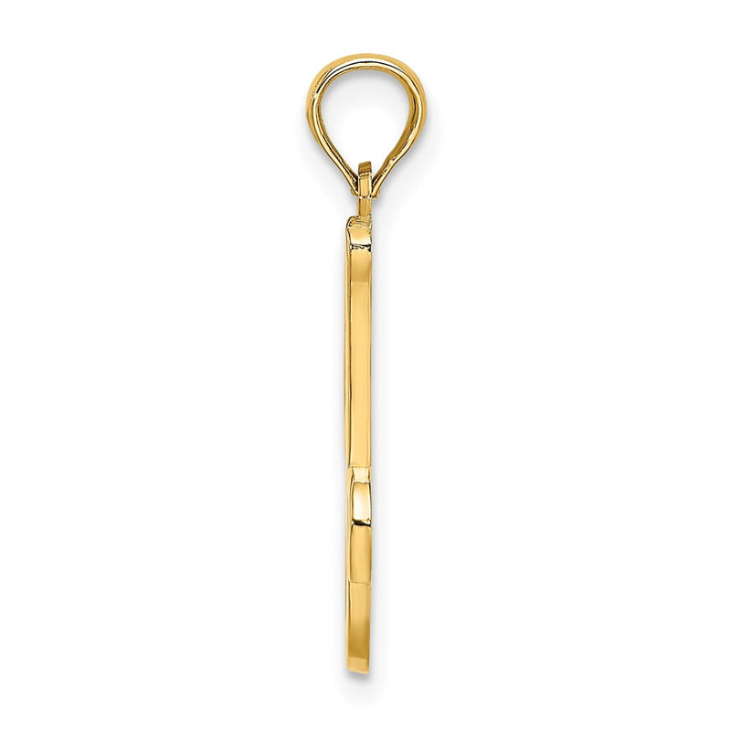 14K Yellow Gold 14Ky Script Letter J Initial Pendant