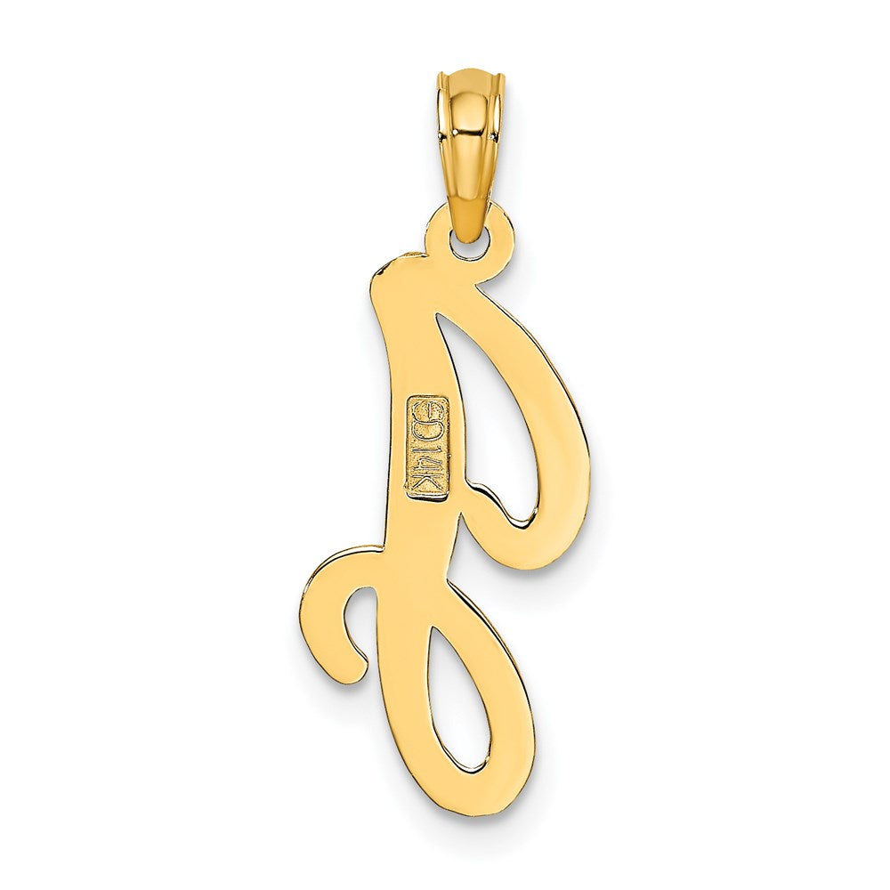 14K Yellow Gold 14Ky Script Letter J Initial Pendant