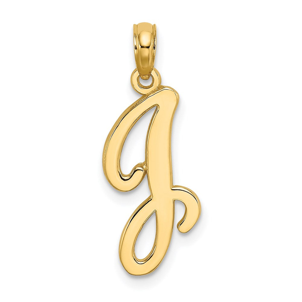 14K Yellow Gold 14Ky Script Letter J Initial Pendant