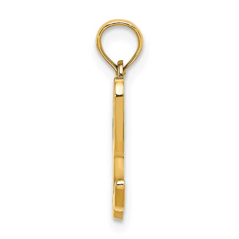 14K Yellow Gold 14Ky Script Letter L Initial Pendant