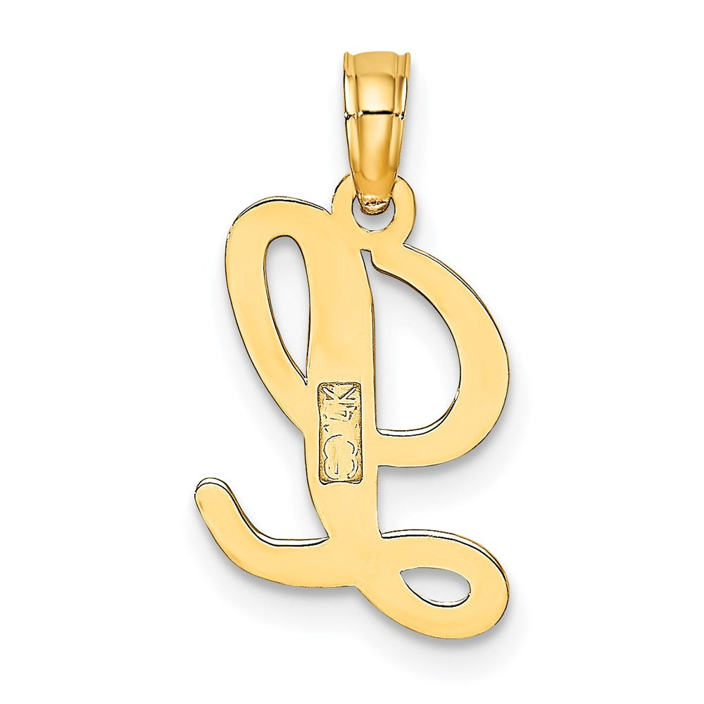 14K Yellow Gold 14Ky Script Letter L Initial Pendant
