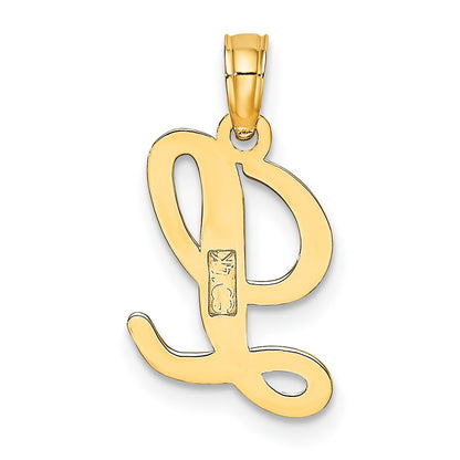 14K Yellow Gold 14Ky Script Letter L Initial Pendant