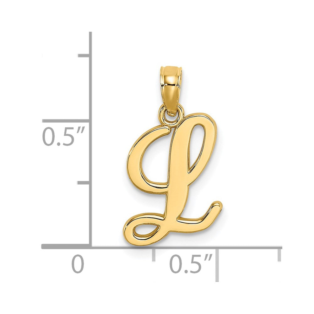 14K Yellow Gold 14Ky Script Letter L Initial Pendant
