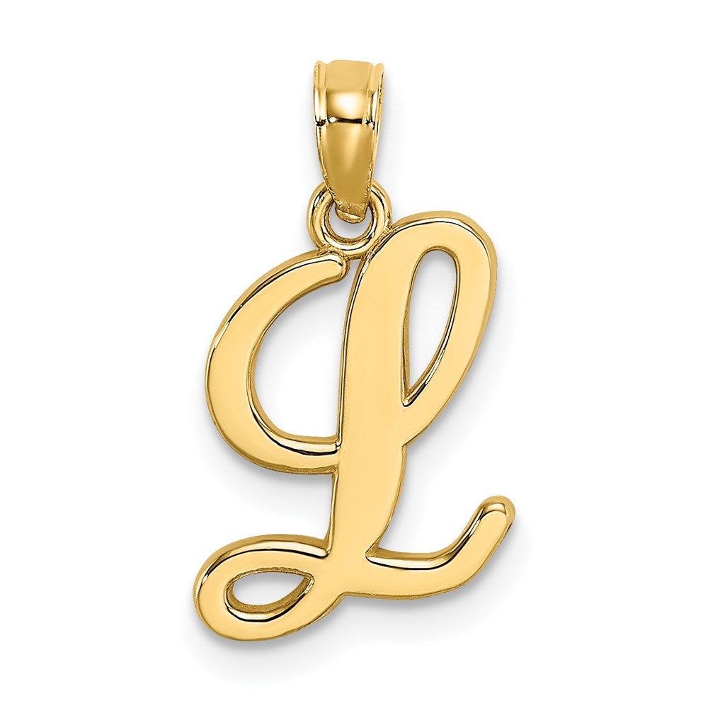 14K Yellow Gold 14Ky Script Letter L Initial Pendant