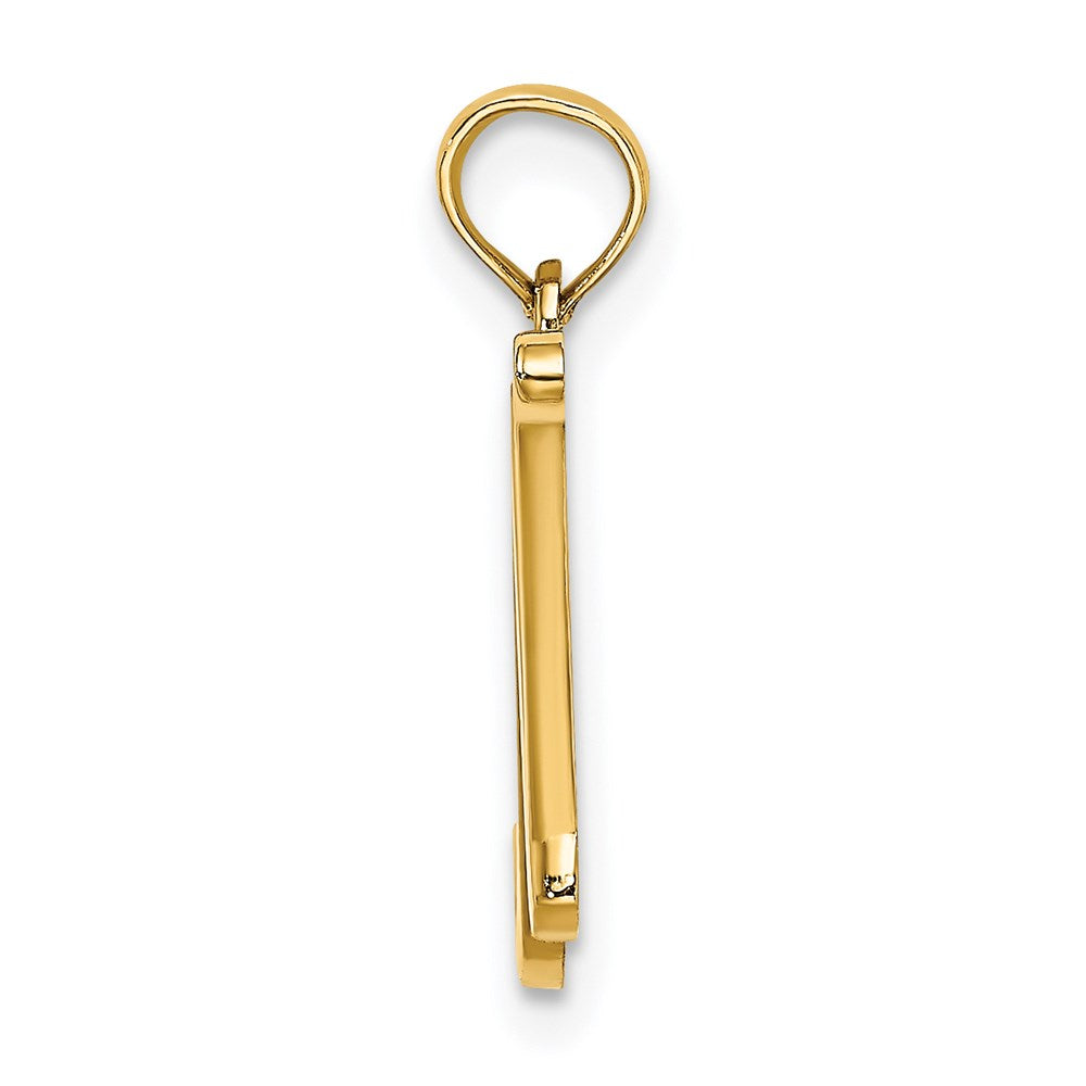 14K Yellow Gold 14Ky Script Letter N Initial Pendant