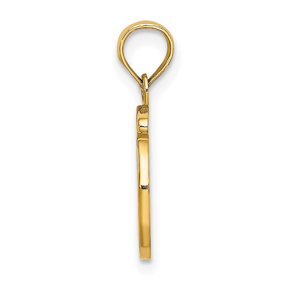 14K Yellow Gold 14Ky Script Letter O Initial Pendant