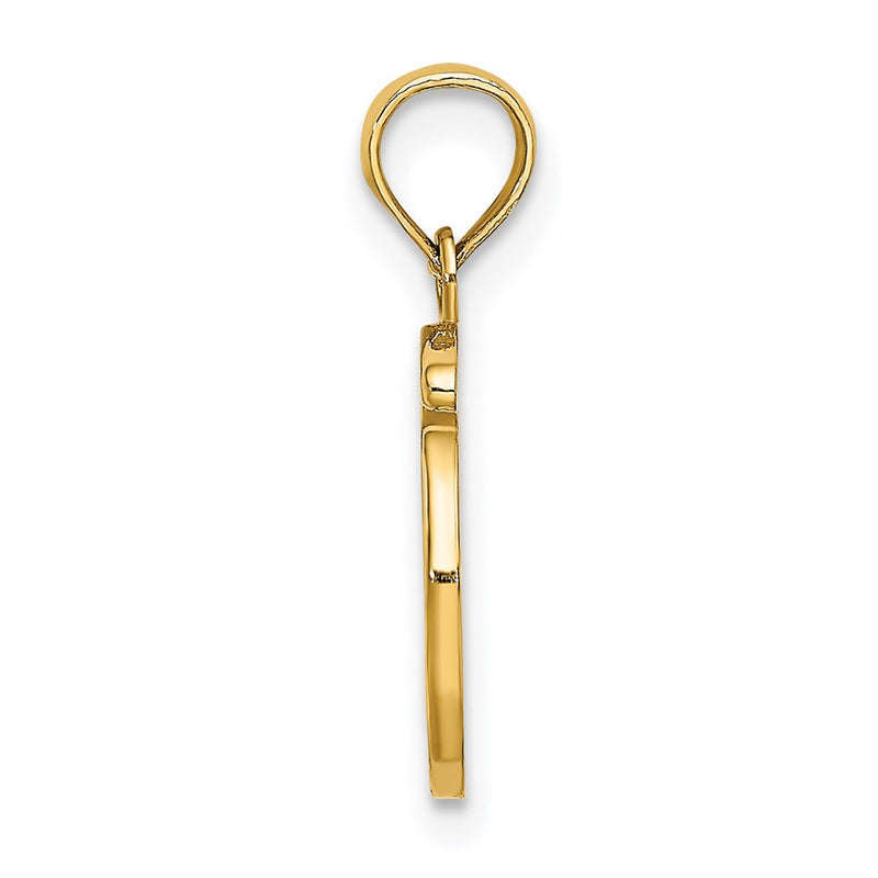 14K Yellow Gold 14Ky Script Letter O Initial Pendant