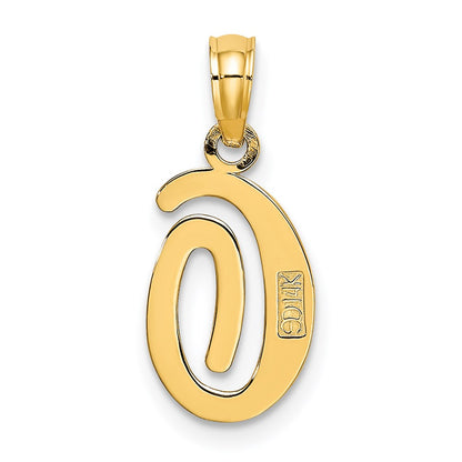 14K Yellow Gold 14Ky Script Letter O Initial Pendant