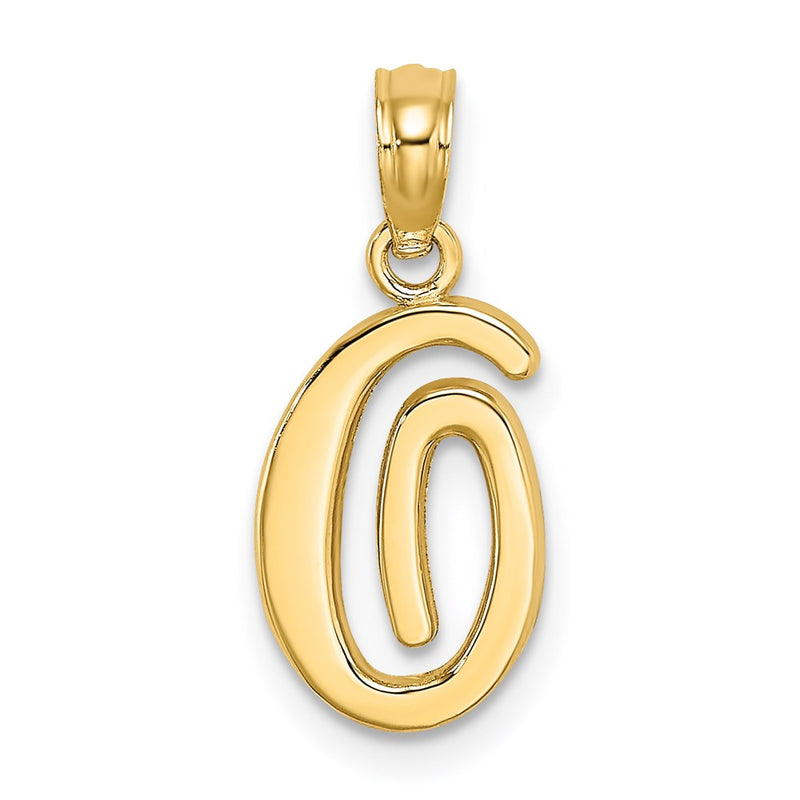 14K Yellow Gold 14Ky Script Letter O Initial Pendant