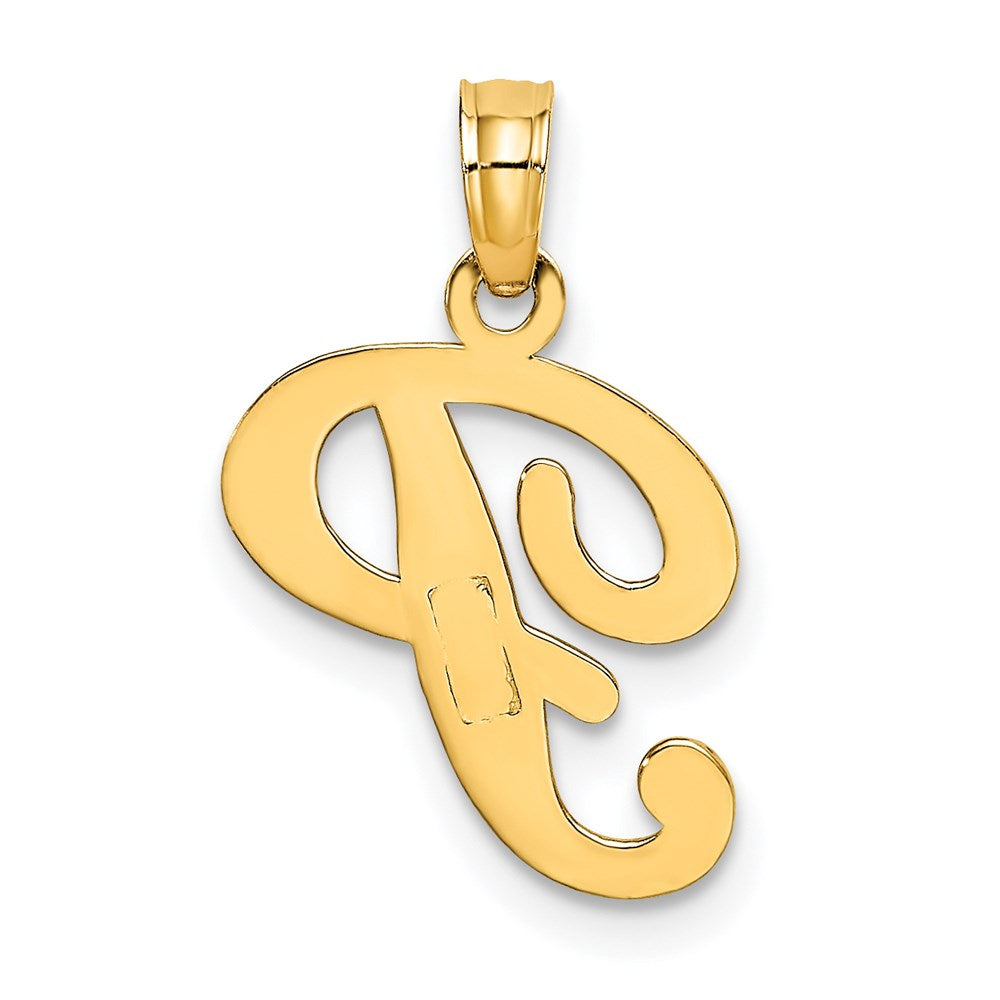 14K Yellow Gold 14Ky Script Letter P Initial Pendant