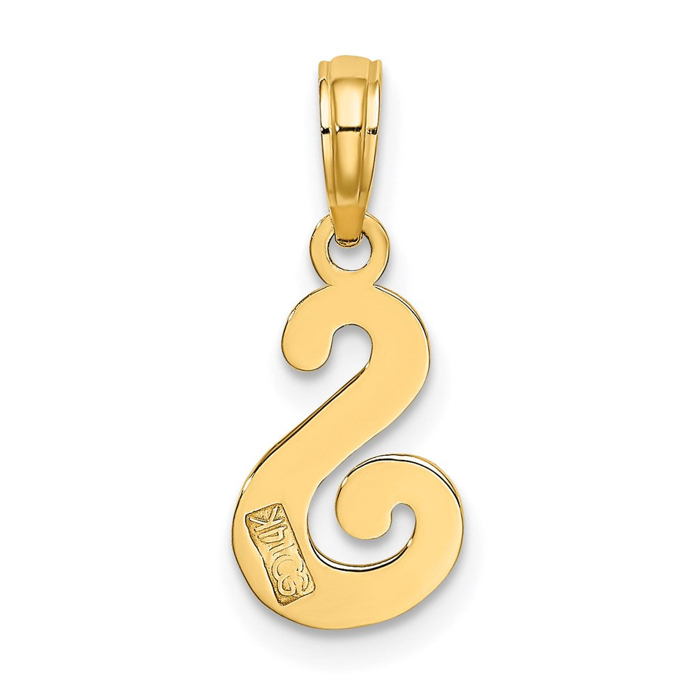 14K Yellow Gold 14Ky Script Letter S Initial Pendant