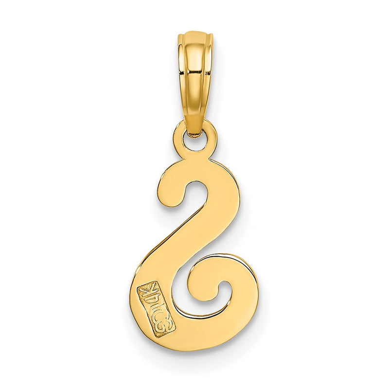 14K Yellow Gold 14Ky Script Letter S Initial Pendant