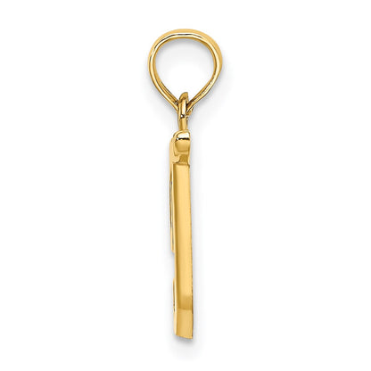 14K Yellow Gold 14Ky Script Letter T Initial Pendant