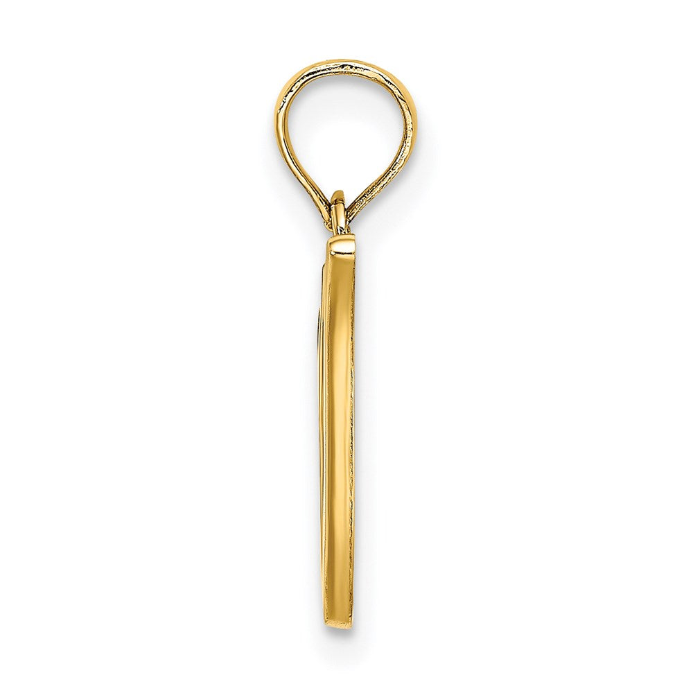 14K Yellow Gold 14Ky Script Letter V Initial Pendant