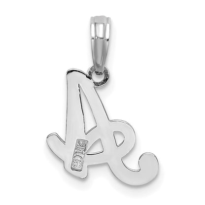 14K White Gold 14Kw Script Letter A Initial Pendant