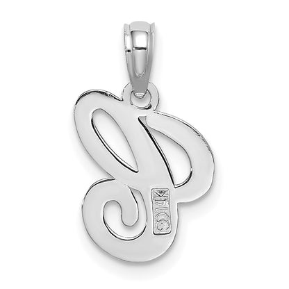 14K White Gold 14Kw Script Letter C Initial Pendant
