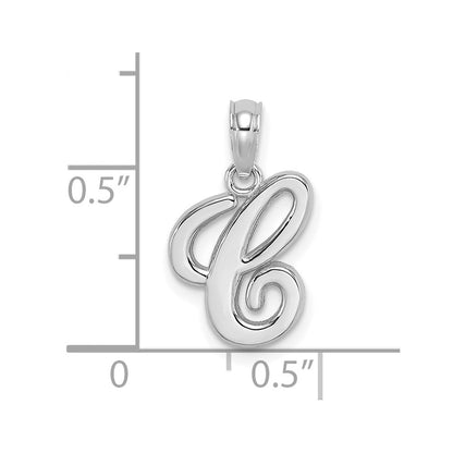 14K White Gold 14Kw Script Letter C Initial Pendant
